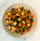 Sweet Potato & Tofu Bowl with Brown Rice, Beans, Bell Peppers & Kale