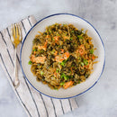 Salmon Pasta with Broccoli Rice & Lemon Dill Sauce